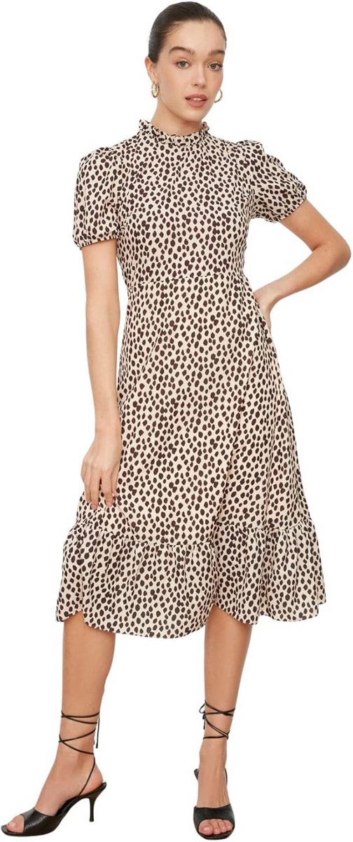 Dames Midi Basic Regular Fit Geweven Jurk