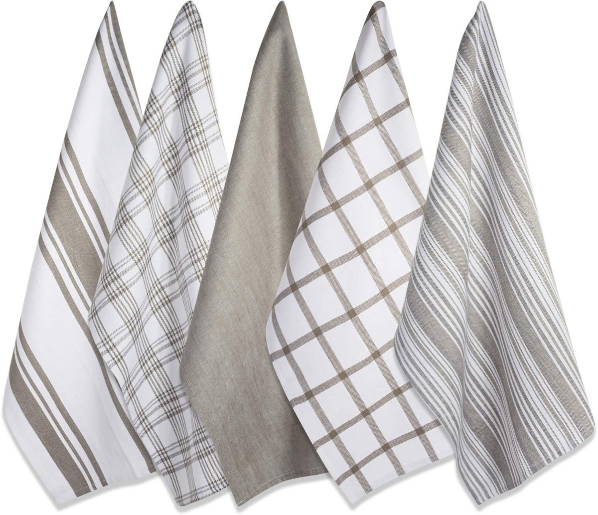 Geweven Keuken Vaatdoek Set – 5 Stuks, 18x28 Inch, Bruin