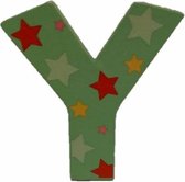 Decoratieletter - Y - Hout - 7cm - Groen
