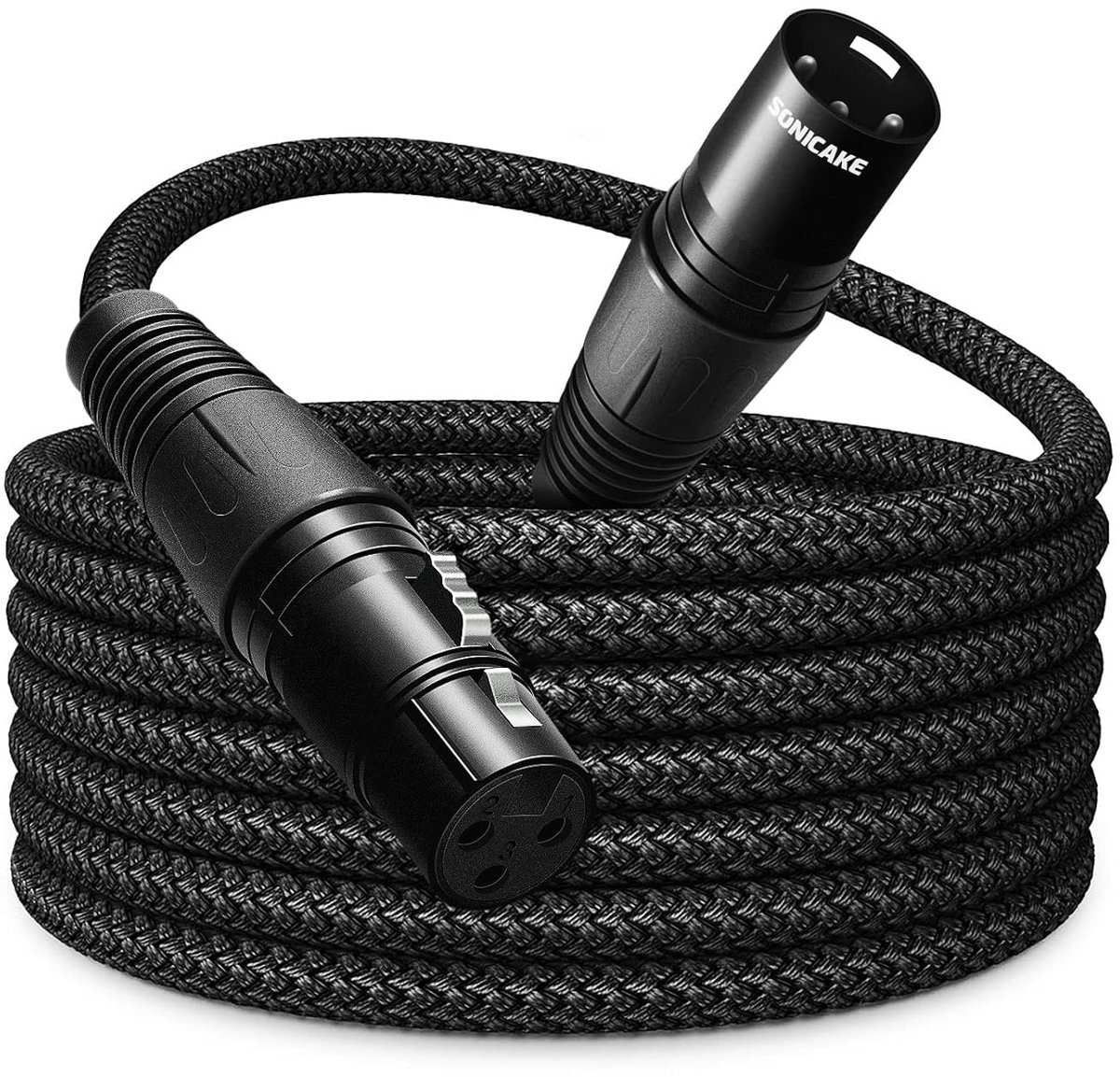 XLR Microfoonkabel Mannelijk naar Vrouwelijk 3-pins Nylon Gevlochten - 3 Meter Zwart