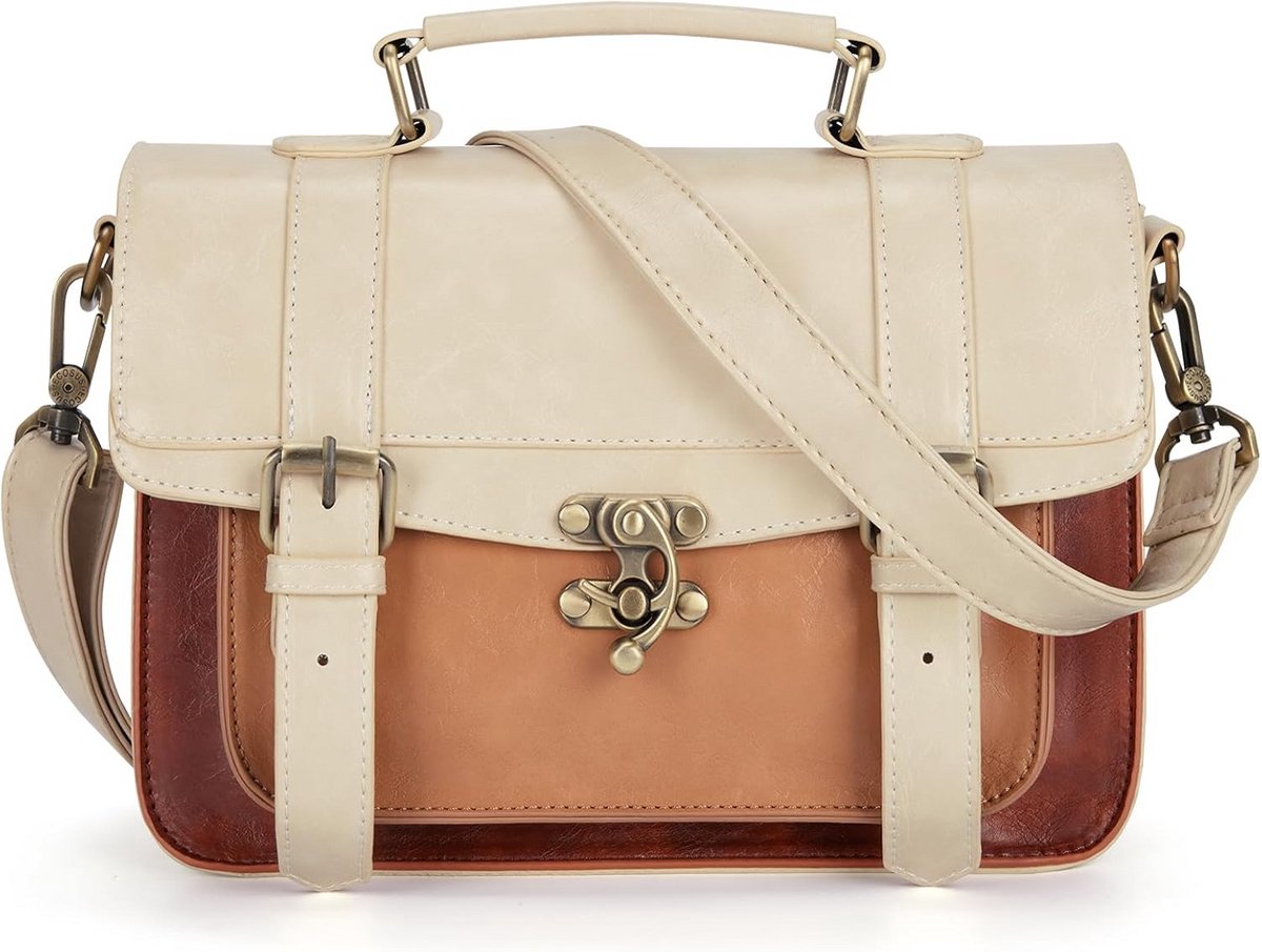Vintage leren schoudertas voor dames | Kleine crossbody bag met verstelbare riem