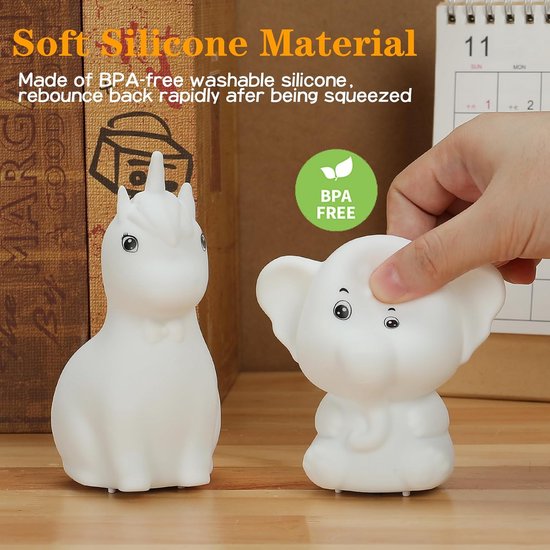 Leuke Eenhoorn Nachtverlichting voor Kinderen - Kawaii Olifant Lamp met Tap Control en 7 Kleuren van Merkloos — afbeelding 4