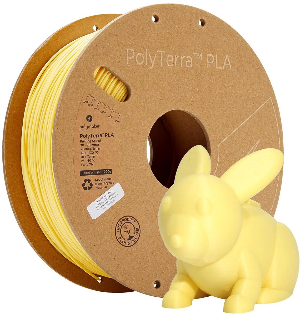 PolyTerra PLA Filament - 1,75 mm - Banana Kleur - 1 kg