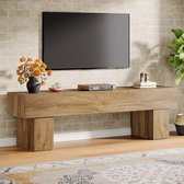 Tribesigns Schoenenbank – halbank met houten – 160×40×50 cm, lichtbruin – Praktische Schoenenbank Voor hal, Woonkamer, Slaapkamer