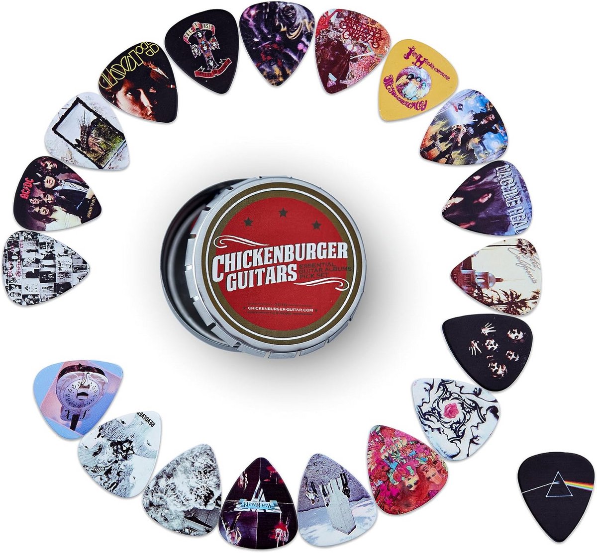 20 gitaarpicks met verschillende album cover prints