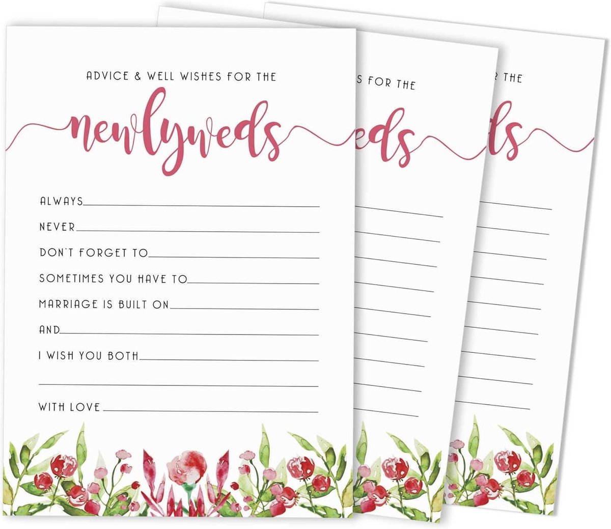 50 Advies- en Wenskaarten voor Bruidsparen, Klassiek Bloemenontwerp