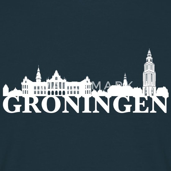Groningen Stadssilhouet Met Lokale Trots T-Shirt Heren