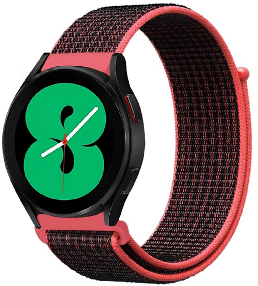 By Qubix - Sport Loop nylon bandje - Roze/zwart - geschikt voor Huawei Watch 5 - 46mm