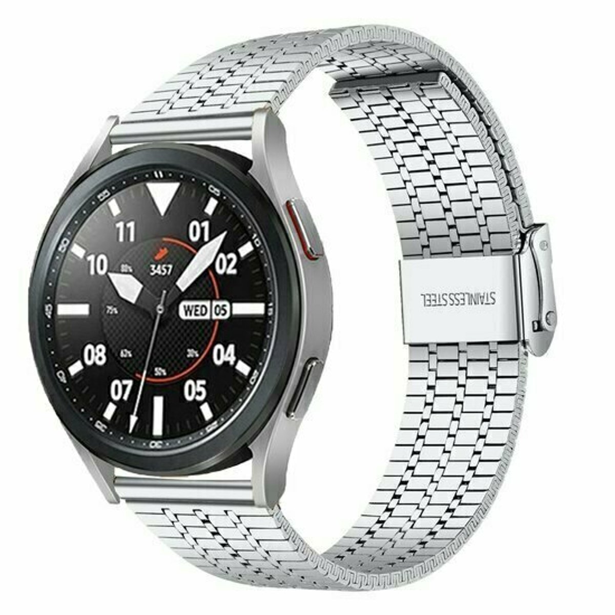 By Qubix - Stalen bandje - Zilver - geschikt voor Huawei Watch 5 - 46mm