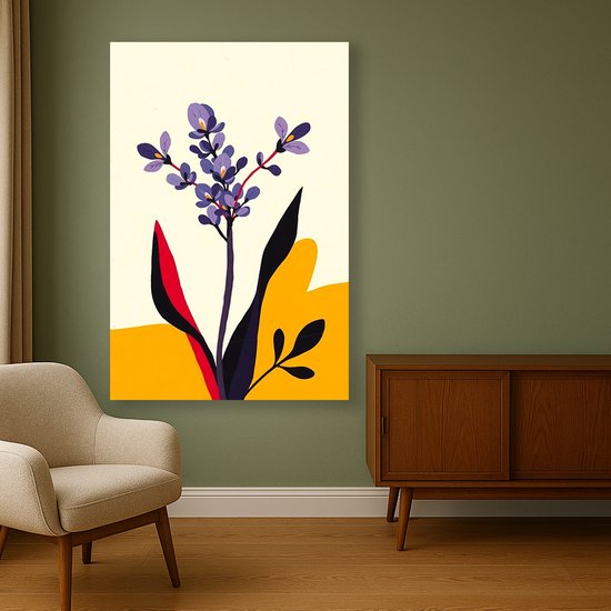 Bloem wanddecoratie - Muurdecoratie modern - Poster retro - 70x100 cm