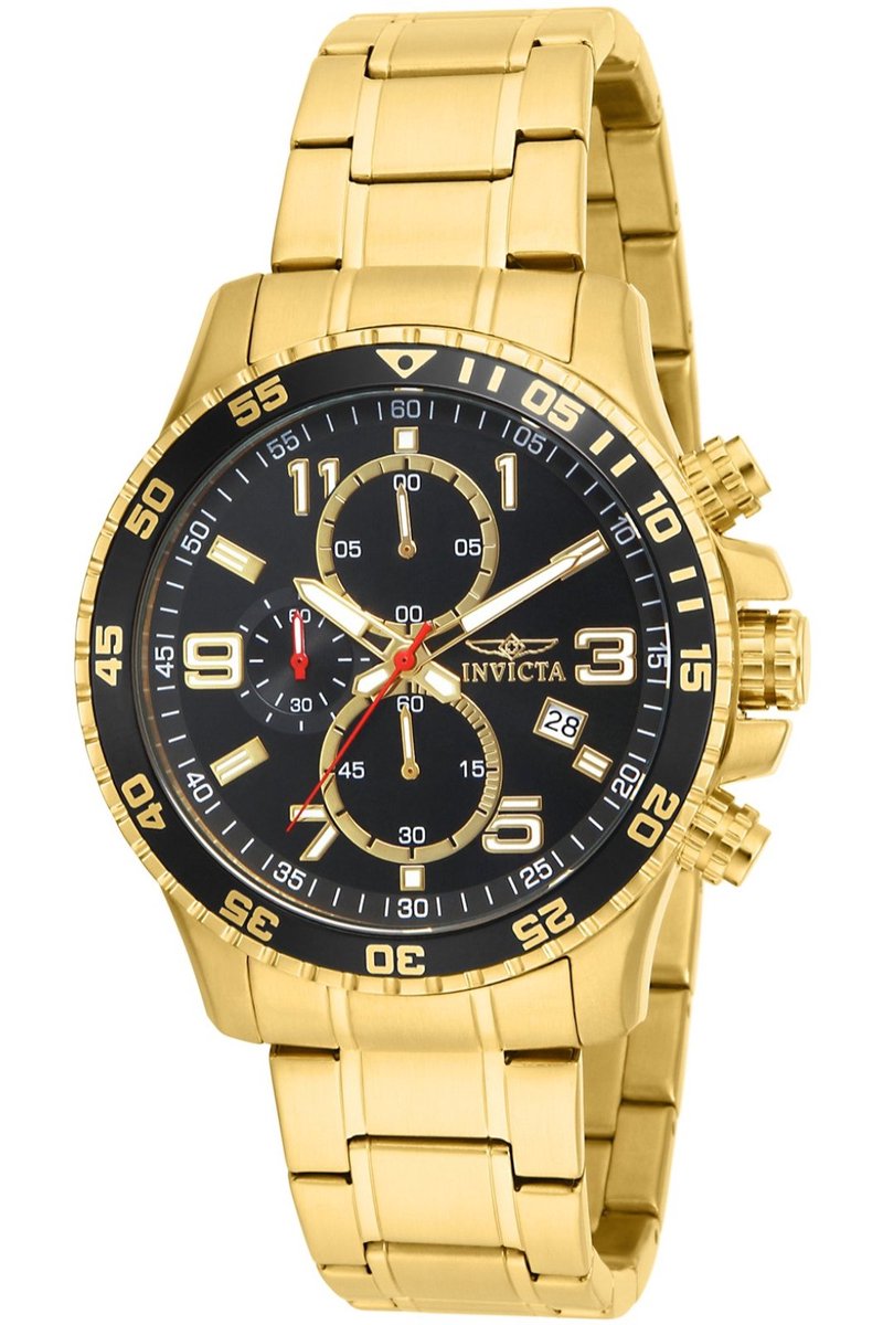 Invicta Specialty 16932 Heren Horloge - Waterdicht - Analoog - Quartz Uurwerk - Roestvrij Staal met zwarte Wijzerplaat - 45mm