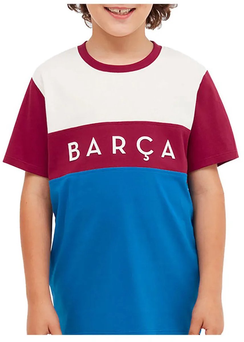 BarÇa Fc Barcelona Color Block Korte Mouw T-shirt Junior Blauw 12 Years Jongens,Meisjes