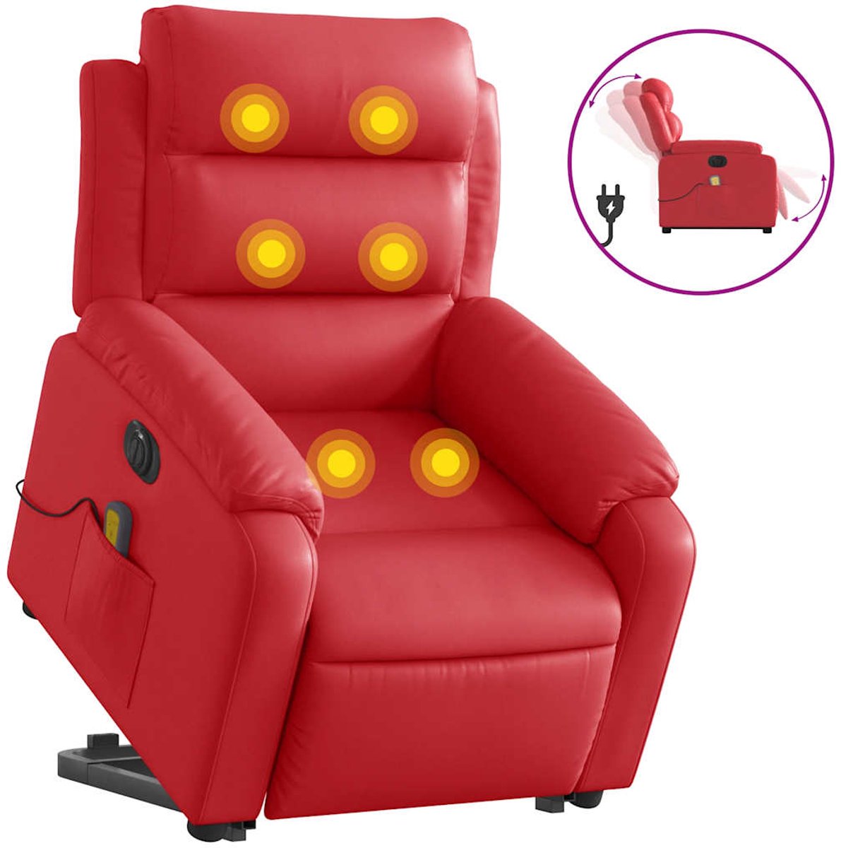 vidaXL Sta-op-massagestoel - elektrisch - kunstleer - rood