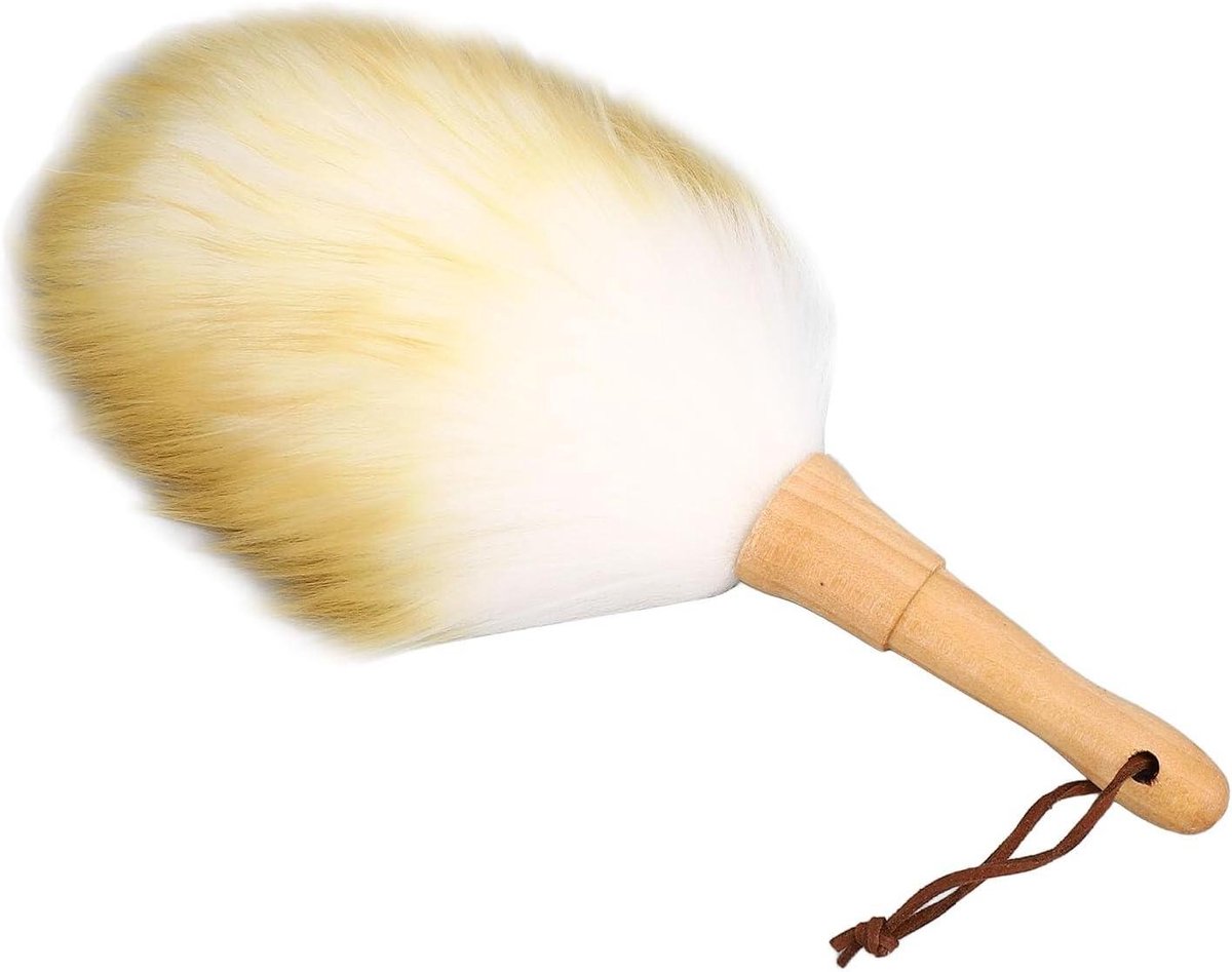 Lamswollen Stofdoek - Reinigingsborstel - Geschikt voor Jaloezieën - Multifunctioneel - Zachte Borstelharen - Houten Handvat - Thuisgebruik - Muziekinstrument - Multifunctionele Reinigingsborstel met Lamswollen Borstelharen