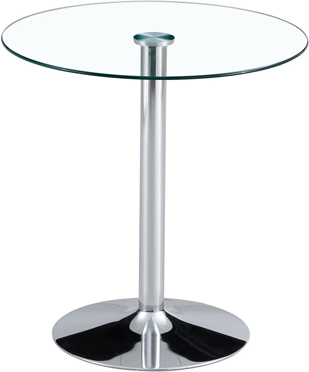 Merax Ronde Glazen Bartafel – Modern Minimalistisch – 89 cm Diameter – 92 cm Hoog – Zilverkleurige Metallook Voet