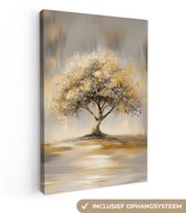 Canvas schilderij 80x120 cm - Exclusieve wanddecoratie Schilderij - Boom - Abstract - Bladeren - Muurdecoratie woonkamer - Slaapkamer decoratie - Kamer accessoires - Schilderijen op canvas