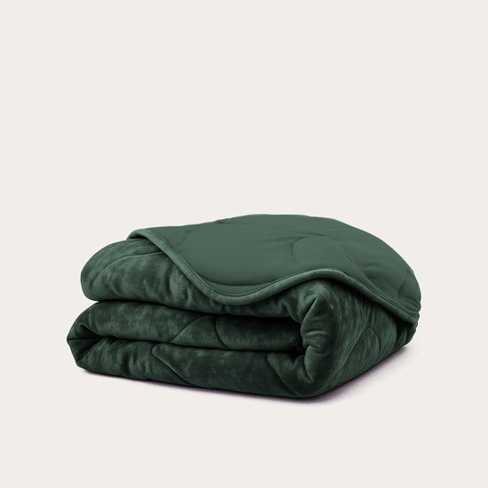 HappyBed Dekbed zonder overtrek 240x200 - Velvet - Wasbaar dekbed zonder overtrek - Dekbed zonder hoes - Hoesloos Dekbed - Dark green