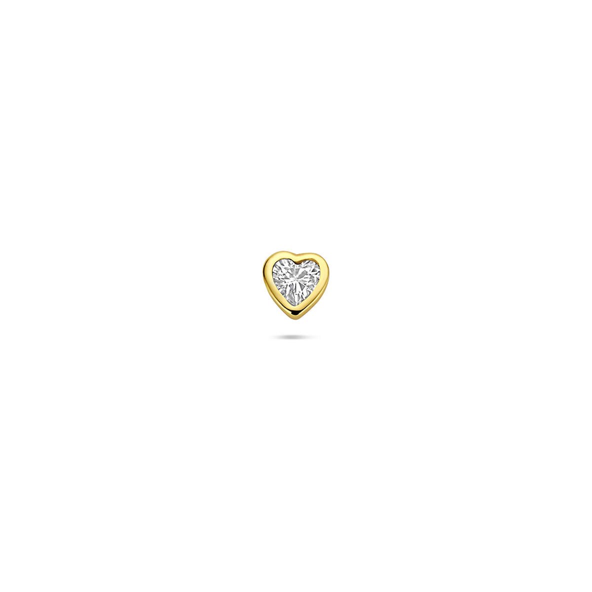 Zilveren vergulde flat back piercing hartje zirkonia 4,5 mm 1 micron