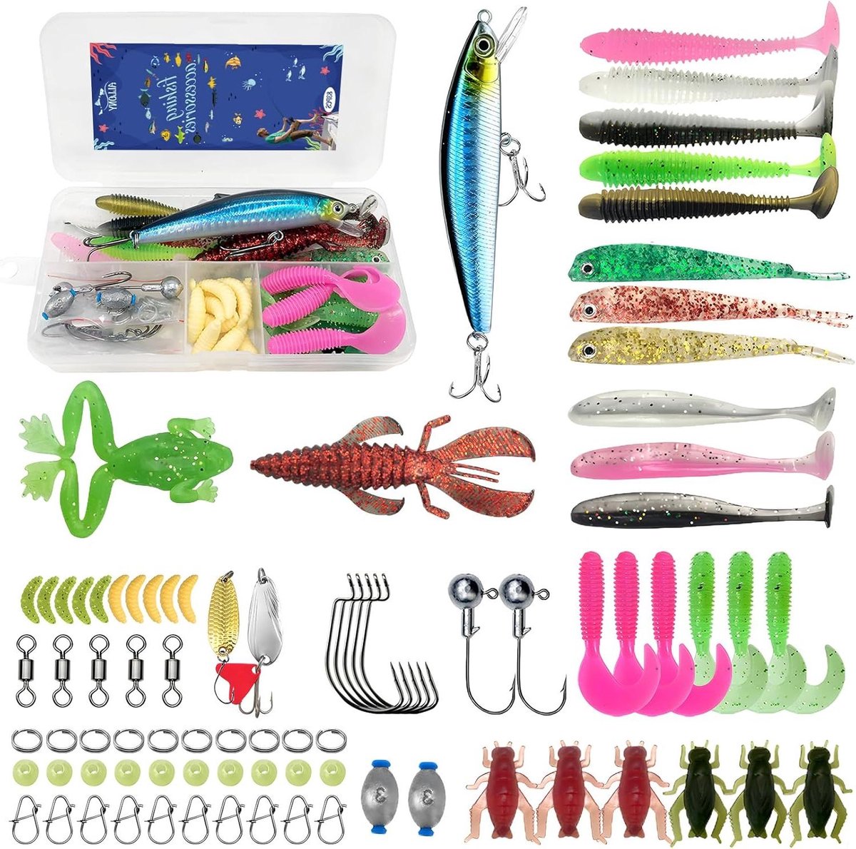 Provento - Visaas set - Accessoires - 83 stuks - Universeel - Gemengd visaas - Gereedschapskist - Kunstaas spinning - Zoet en zout water - Alle vissen - Kleur of model