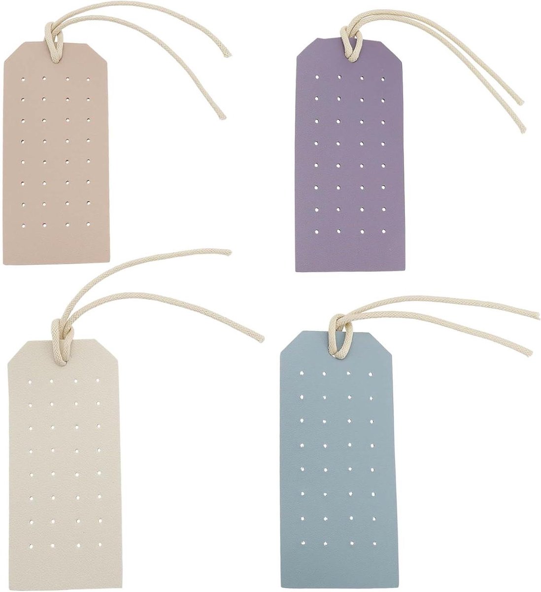 Draagbare Oorbelorganizer - Sieraden Opberghouder - Voor Kaptafel - Leder - Blauw Beige Roze Paars - Draagbaar - Geschikt voor Oorbellen - 4 Stuks - Compact Formaat - Reisvriendelijk - 11x5x0.16cm