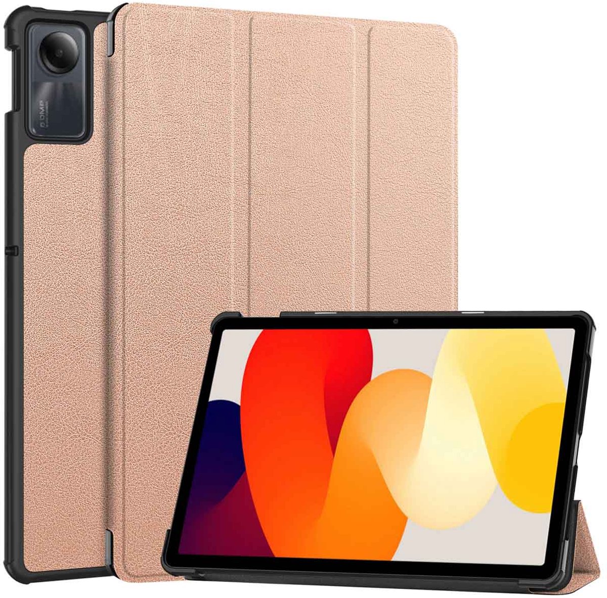 imoshion Tablet Hoes - Geschikt voor Xiaomi Redmi Pad SE - Trifold Bookcase - Rosé goud