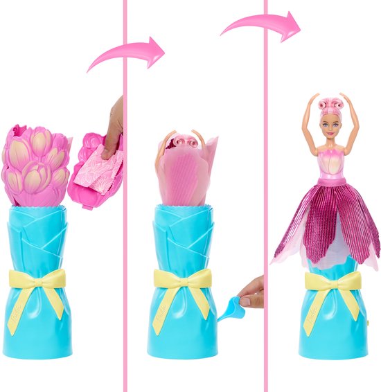 Barbie Petal Pop Geparfumeerde Modepop - Roze Tulpenjurk van Merkloos — afbeelding 3