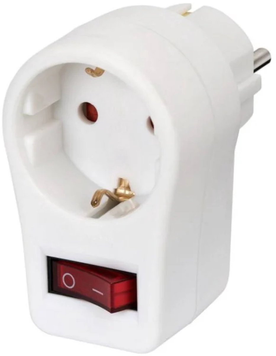 Elektrawebshop Stopcontact doorvoer met schakelaar wit met randaarde - 226641