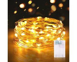 Oplaadbare Sfeerverlichting met Koperdraad, 3m, 30 LEDs, Waterdichte Decoratie voor Feest, Kerst, Bruiloft, Warm Wit
