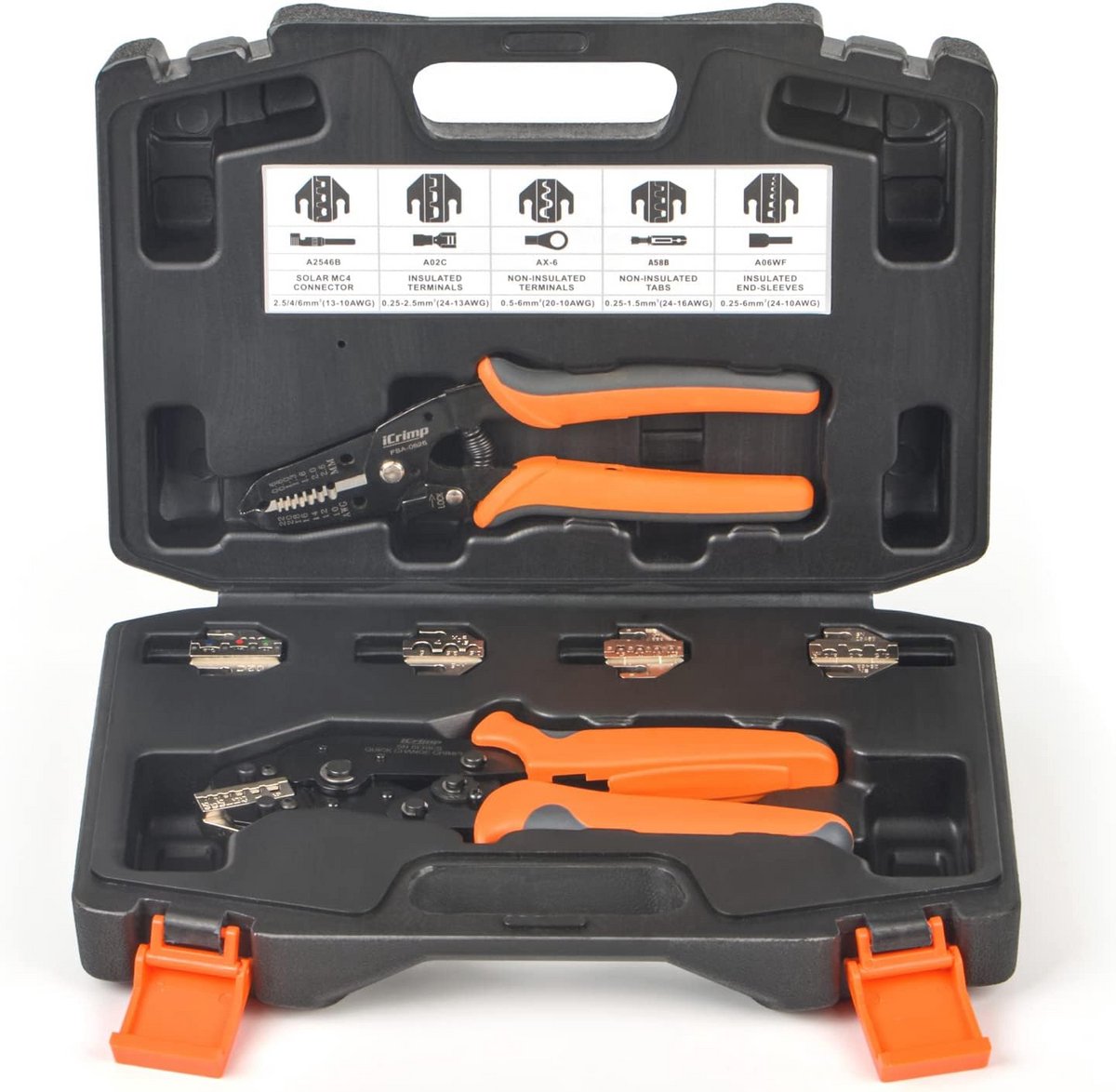 Ratcheting Crimper Tool Set met 5 Quick Changing Dies voor MC4 Connector