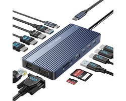 14-in-1 USB C Docking Station voor 2 Monitoren met 4K HDMI en VGA