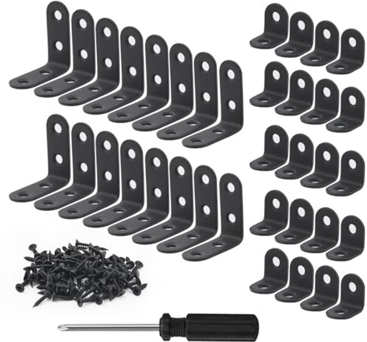 Hoekverbinders 40 stuks - L-hoekbeugels 40 x 40 mm en 20 x 20 mm - Roestvrij Staal voor Meubelmontage