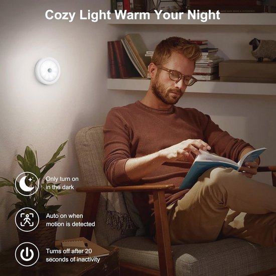 Nachtlampje met Bewegingsmelder en Oplaadbare LED Verlichting - Ideal voor Slaapkamer en Hal van Merkloos — afbeelding 3