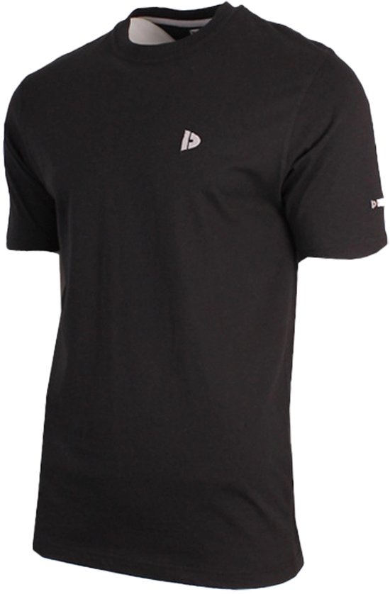 Zwart Donnay t-shirt met klein zilveren logo op de borst en op de linkermouw.