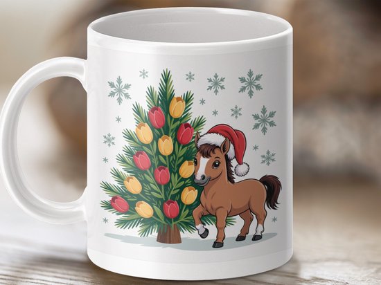 Kerstslee met Kerstman en Paarden in de sneeuw | Kerst Tuin Doek.nl