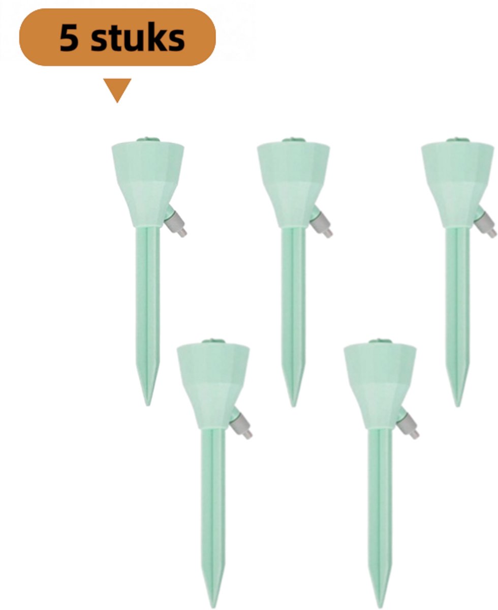 5-pack - Automatische bewateringsapparaten - Verstelbare druppelaar - Draagbaar - Druppelaar met schakelaar voor vertraagde bediening - Geschikt voor het bewateren van bloempotten - Lichtgroen