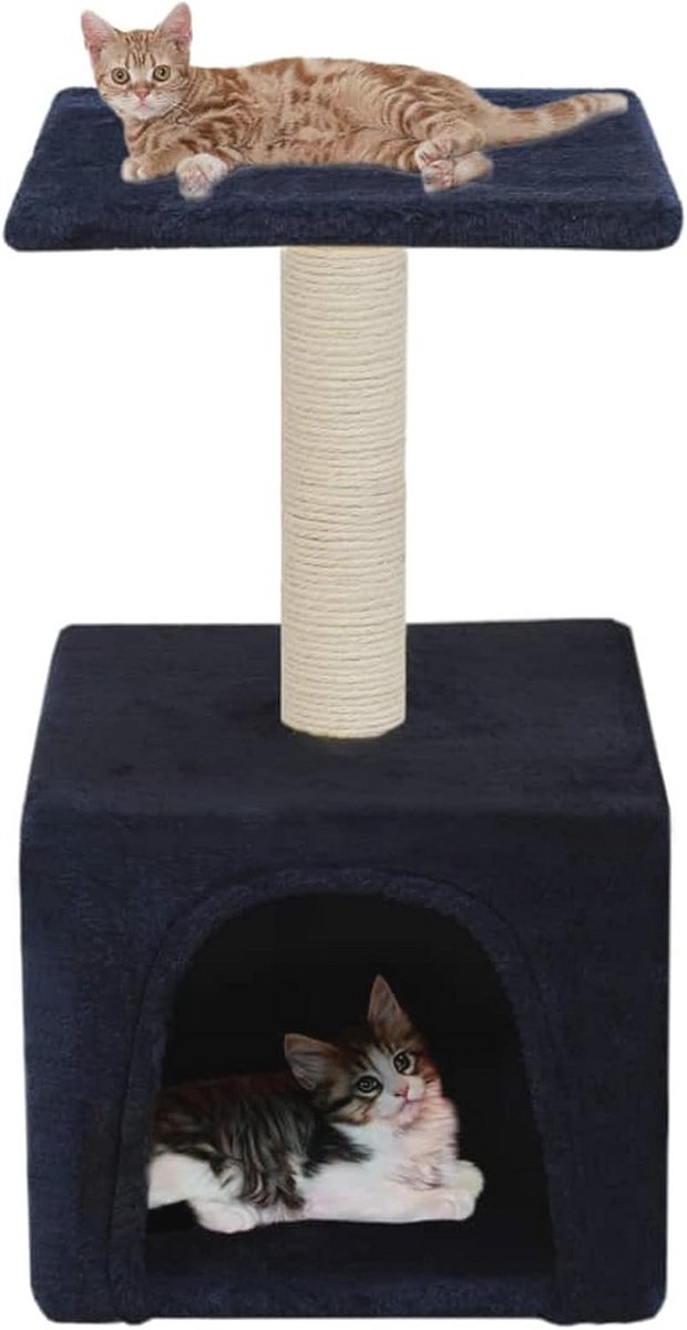 Kattenkrabpaal voor kleine katten - Stabiele kattenboom 55cm in donkerblauw
