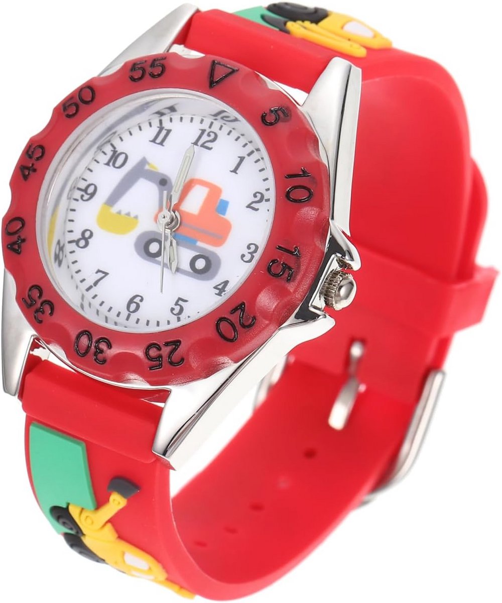 Siliconen Kinderhorloge voor Jongens met Graafmachine Patroon