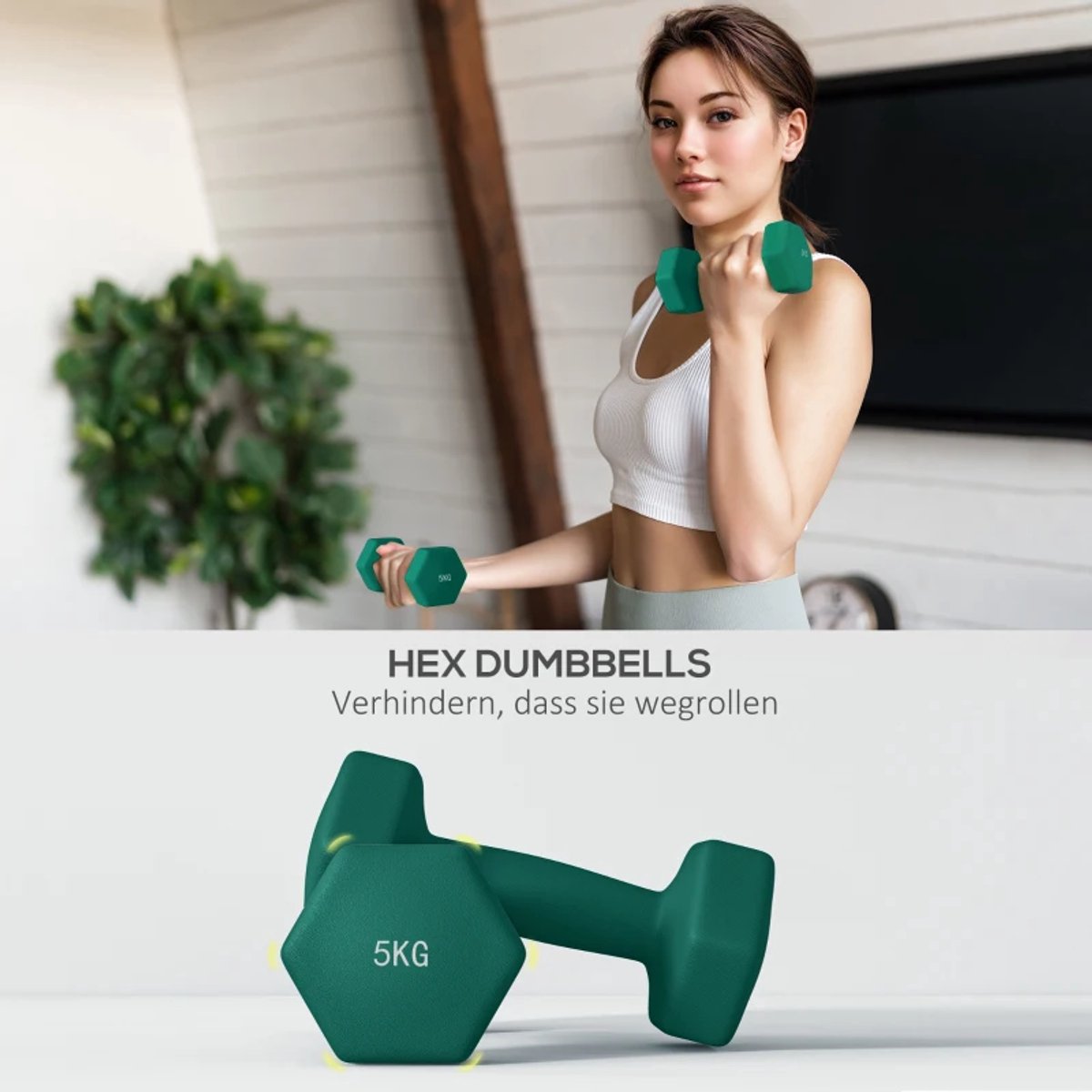 Halterset met Halterstandaard - Dumbells - Gewichten - Dumbells set van 6 Halters - Gewichten Fitness - 2 x 3 kg, 2 x 4 kg, 2 x 5 kg - Halter set voor Krachttraining, Workout, Gym thumbnail 2