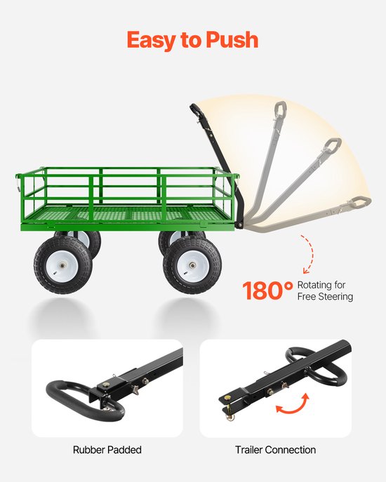 VEVOR Handkar Transportkar Tuinkar Gereedschapskar Handkar 110x75x67cm van VEVOR — afbeelding 5