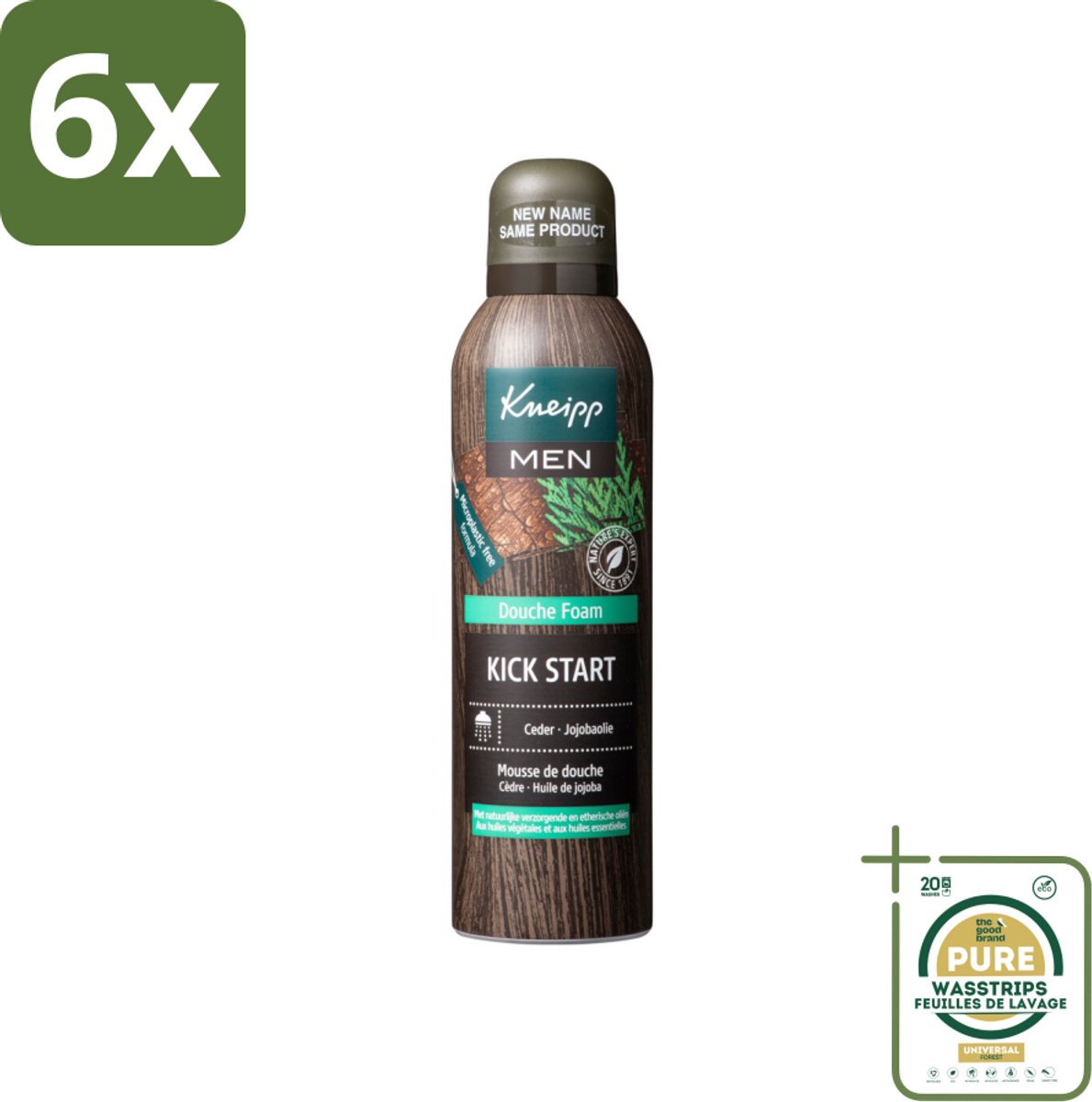 Kneipp Douche Foam Men 200 ml - Voordeelverpakking - 6 stuks - Jojobaolie - Vegan