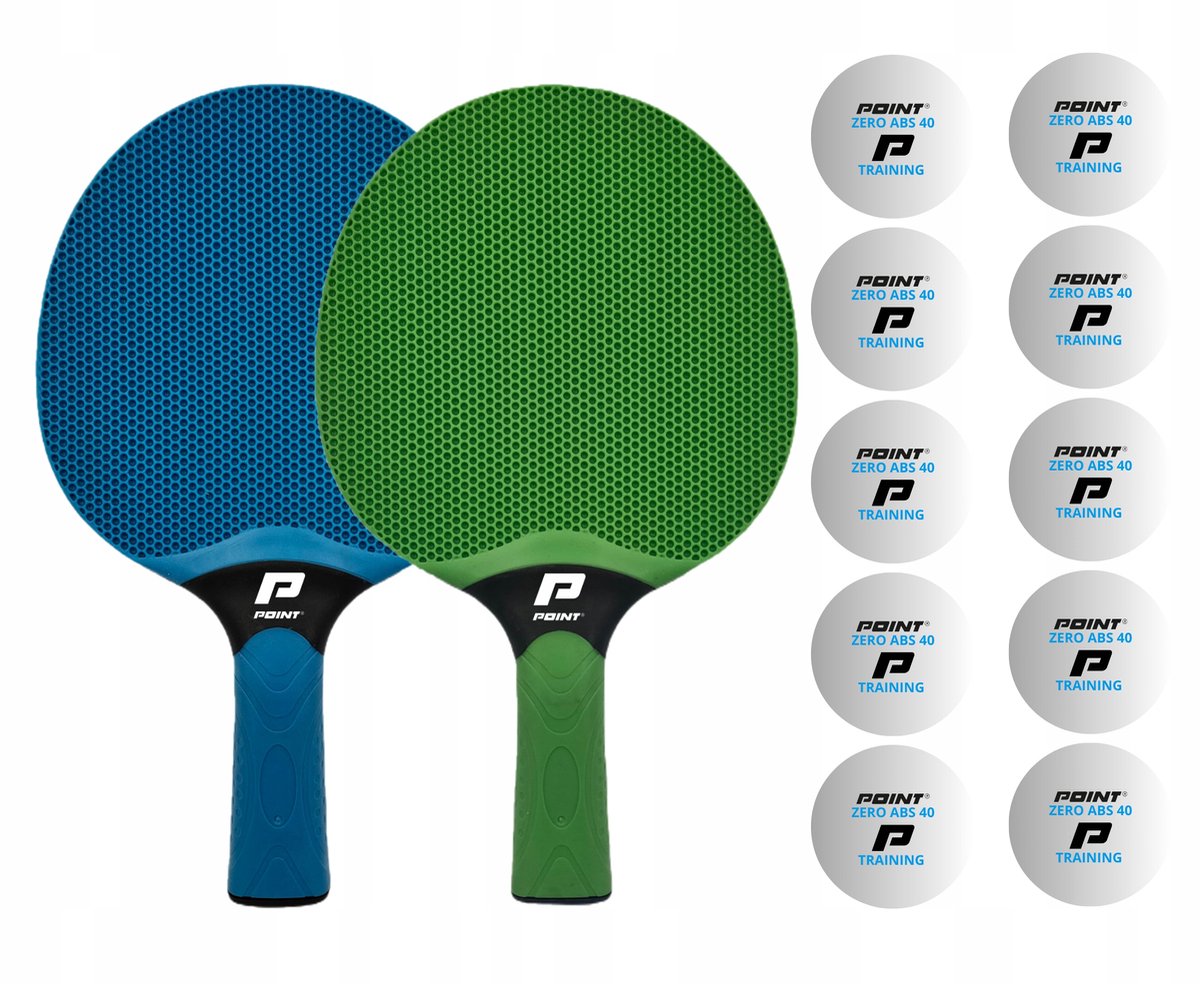 POINT SCHOOL OUTDOOR Tafeltennis Set Groen/Blauw + 10 Ballen