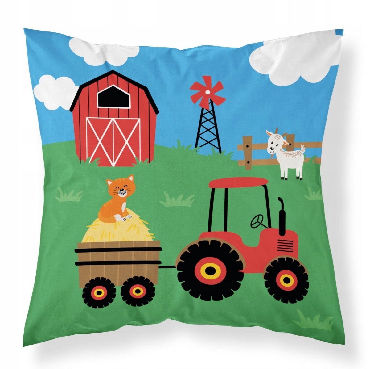 Maya Moo Kussenhoes Boerderij 40x40 cm Blauw - Kinderkamer