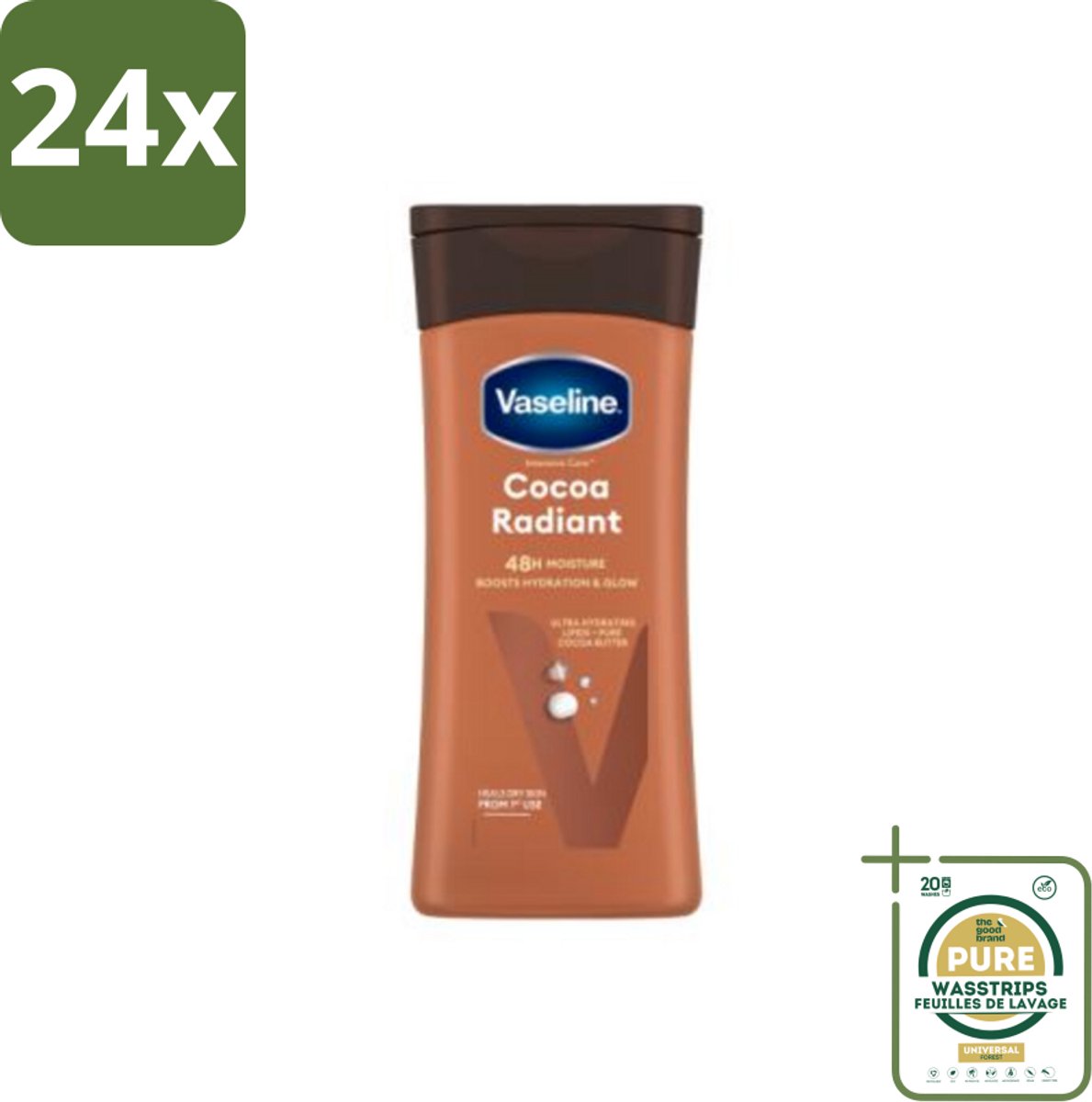 Vaseline Bodylotion Cocoa 200 ml - Voordeelverpakking - 24 stuks - Vaseline - Droge huid