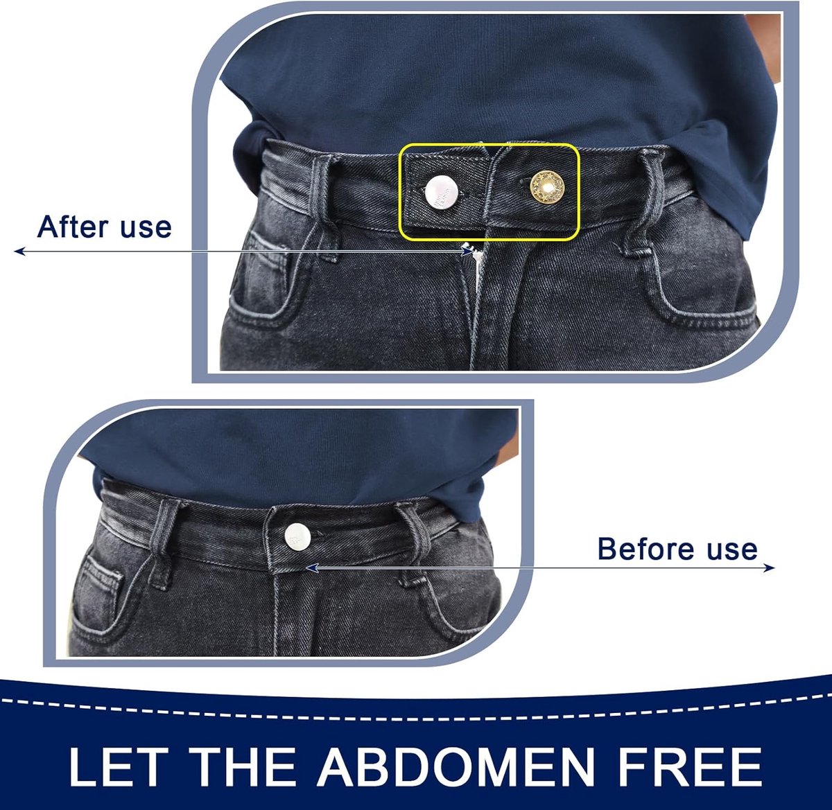 Set van 8 knoopverlengers voor jeans en pantalons, verstelbare tailleverlenger, broekverlenger, 8,5 x 3,5 cm, voor mannen en vrouwen, zwangerschapsbroeken, rokken — cadeau in Cadeau-ideeën - foto 6