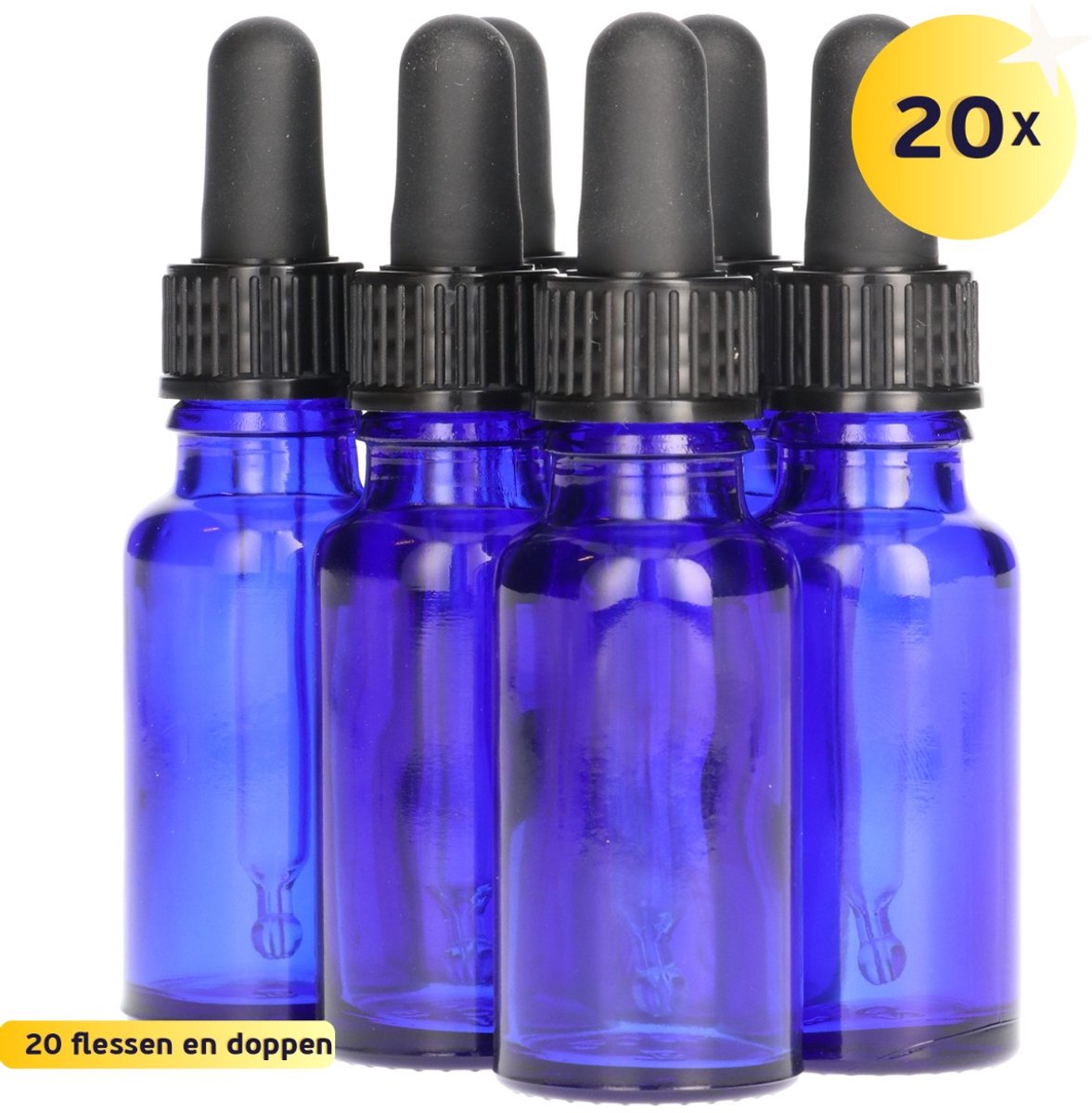 20x Druppelflesje met Druppelaar 20 ml - Blauw - Pipetflesje, Lege Druppelfles Pipet, Glaz