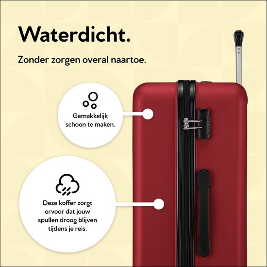 BHPPY Handbagage koffer 53x35x20cm - Handbagage trolley 33L - Lichtgewicht koffer 2.6kg - Reiskoffer met cijferslot - Rood