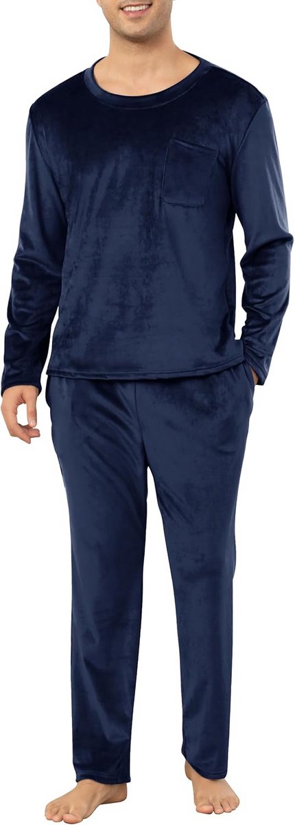 Superzachte fleece pyjama voor heren - 2-delige loungewear set met zakken, S-XXL
