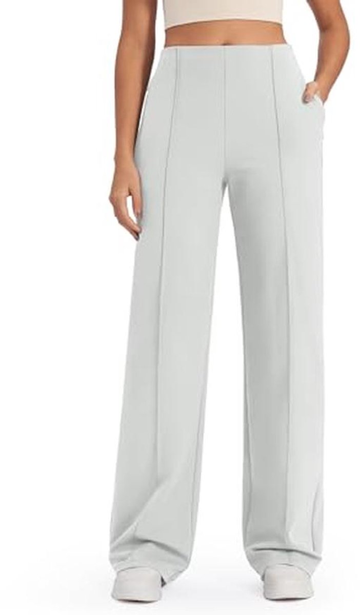 Hoge Taille Wijde Pijpen Yogabroek voor Dames - Comfortabele Casual Lounge Broek met Zakken