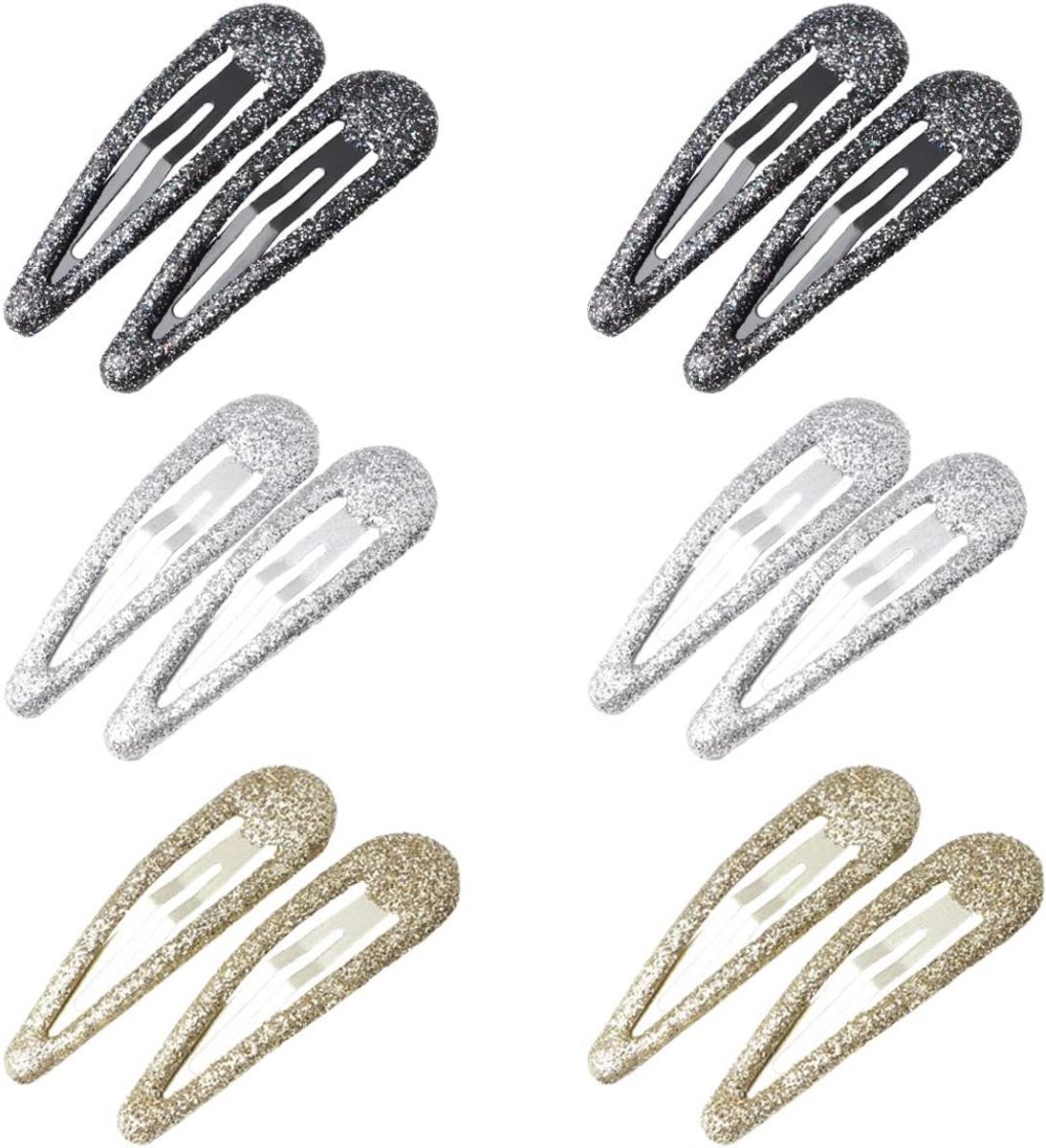 Kleurige Glitter Haar Clips voor Meisjes en Vrouwen - 12 Stuks Pailletten Snap Clips