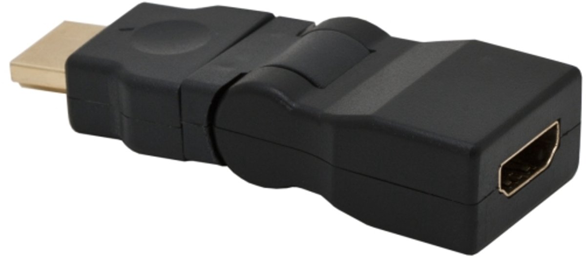 HDMI Hoekadapter 180° Draaibaar – HDMI Mannelijk Naar HDMI Vrouwelijk – Goud Vergulde HDMI Converter Met Kantel- En Draaifunctie – Flexibele HDMI Adapter Voor TV En Multimedia Apparatuur [05736]